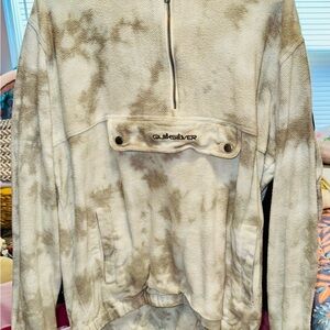 Quiksilver Men's Cream and Gray Zip-Up Sweater